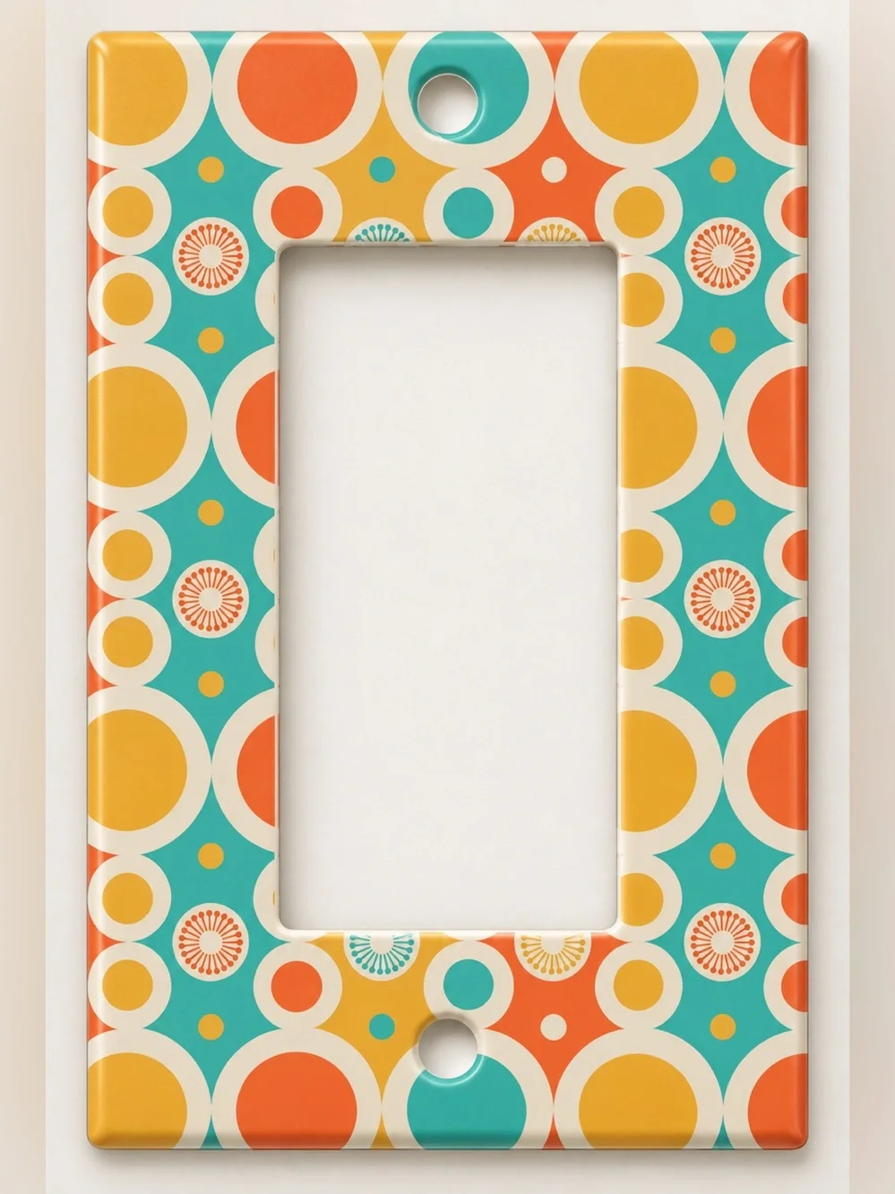 Handmade Retro Mod Circle Pattern Duplex Outlet Cover Plate